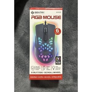 Sentry KP25 RGB Gaming Mouse 6-Button Wired USB Optical RGB Light-Up NEW Sealed